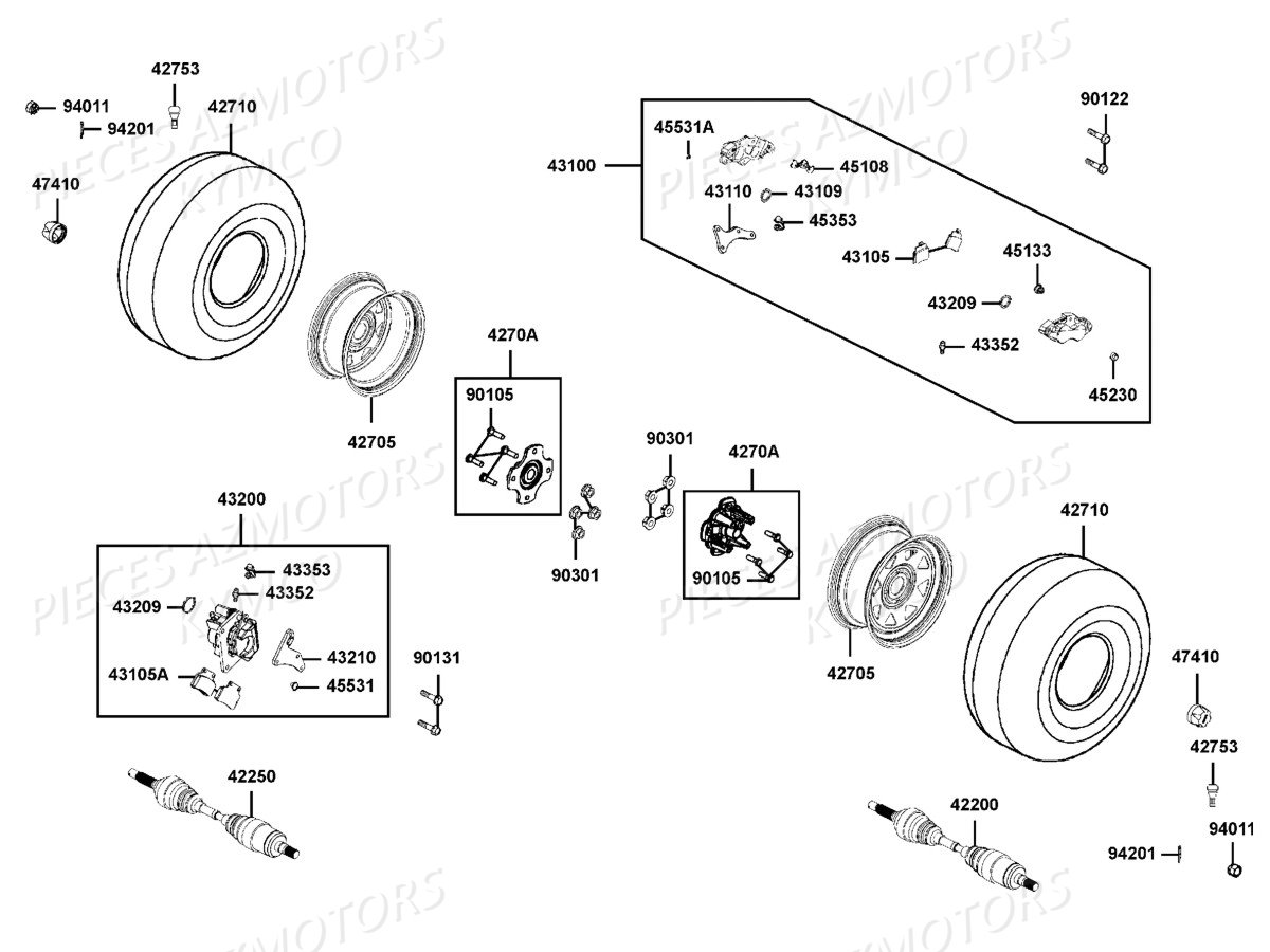 Roues Arriere KYMCO Pièces MXU 700I IRS 4T EURO2 (LAADAJ)