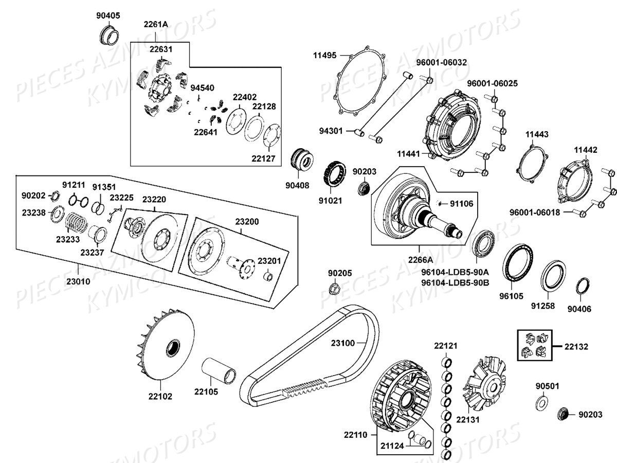 Variateur Embrayage KYMCO Pièces MXU 700I IRS 4T EURO2 (LAADAJ)