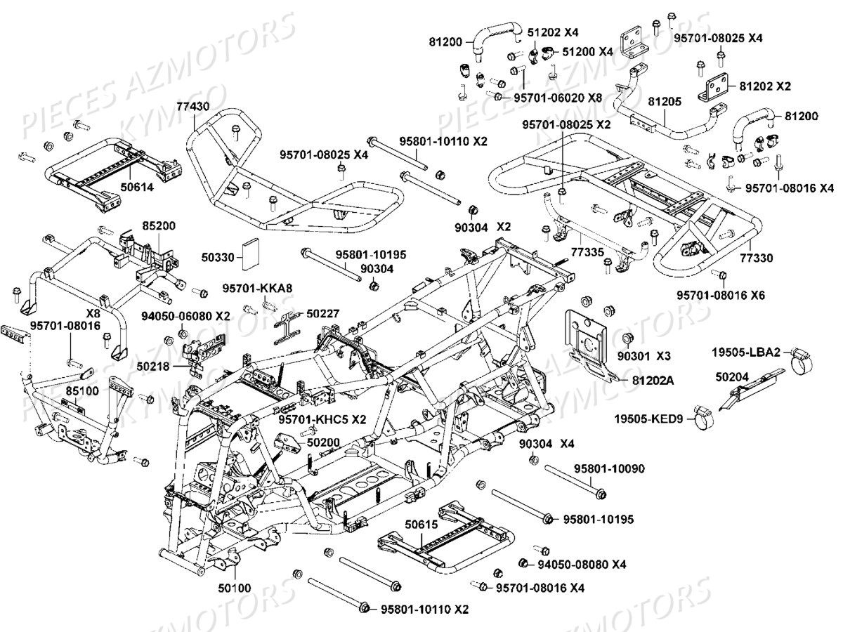 Chassis Porte Paquets KYMCO Pièces MXU 700I EX EPS IRS 4T T3B (LAADRD)