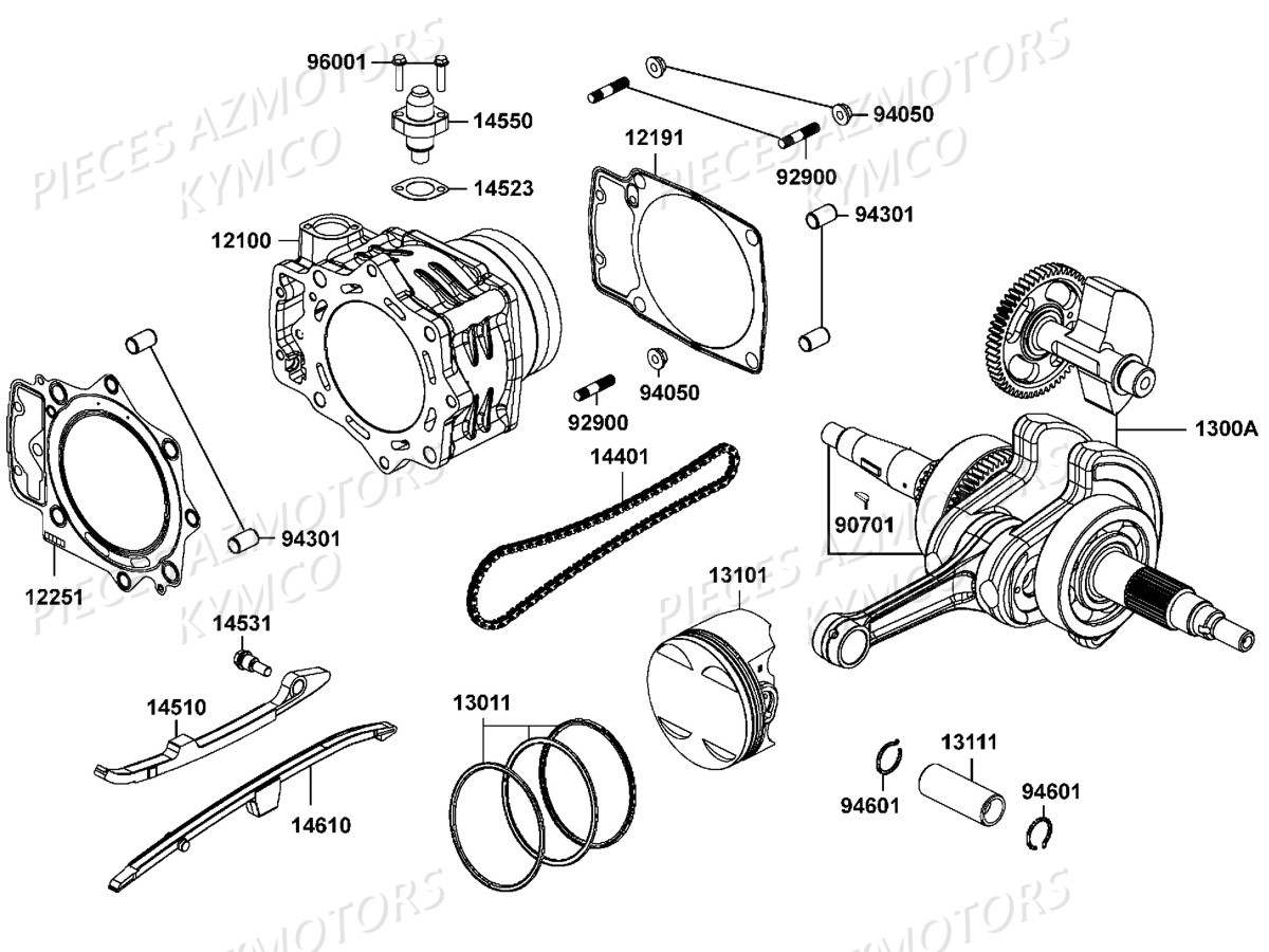 Cylindre Piston KYMCO Pièces MXU 700I EX EPS IRS 4T T3B (LAADRD)