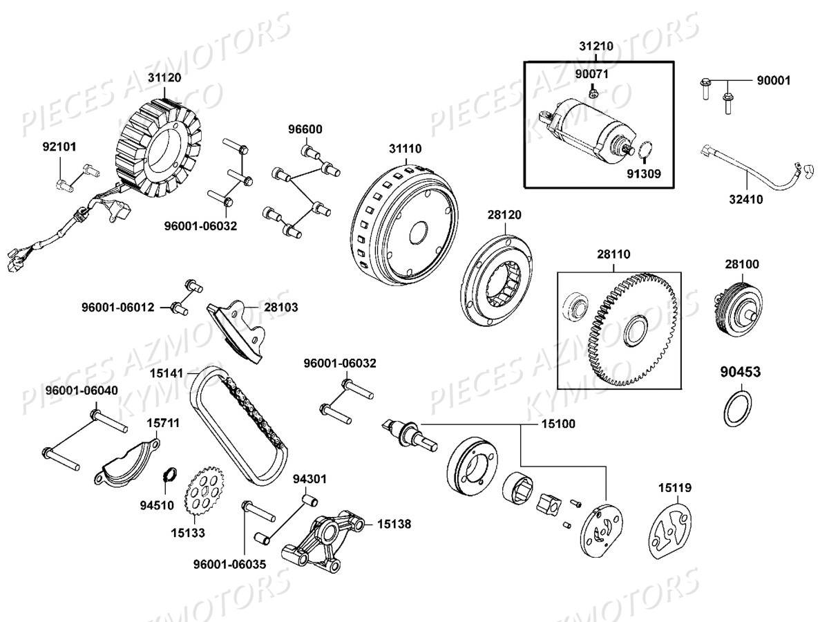 Demarreur Allumage Pompe A Huile KYMCO Pièces MXU 700I EX EPS IRS 4T T3B (LAADRD)