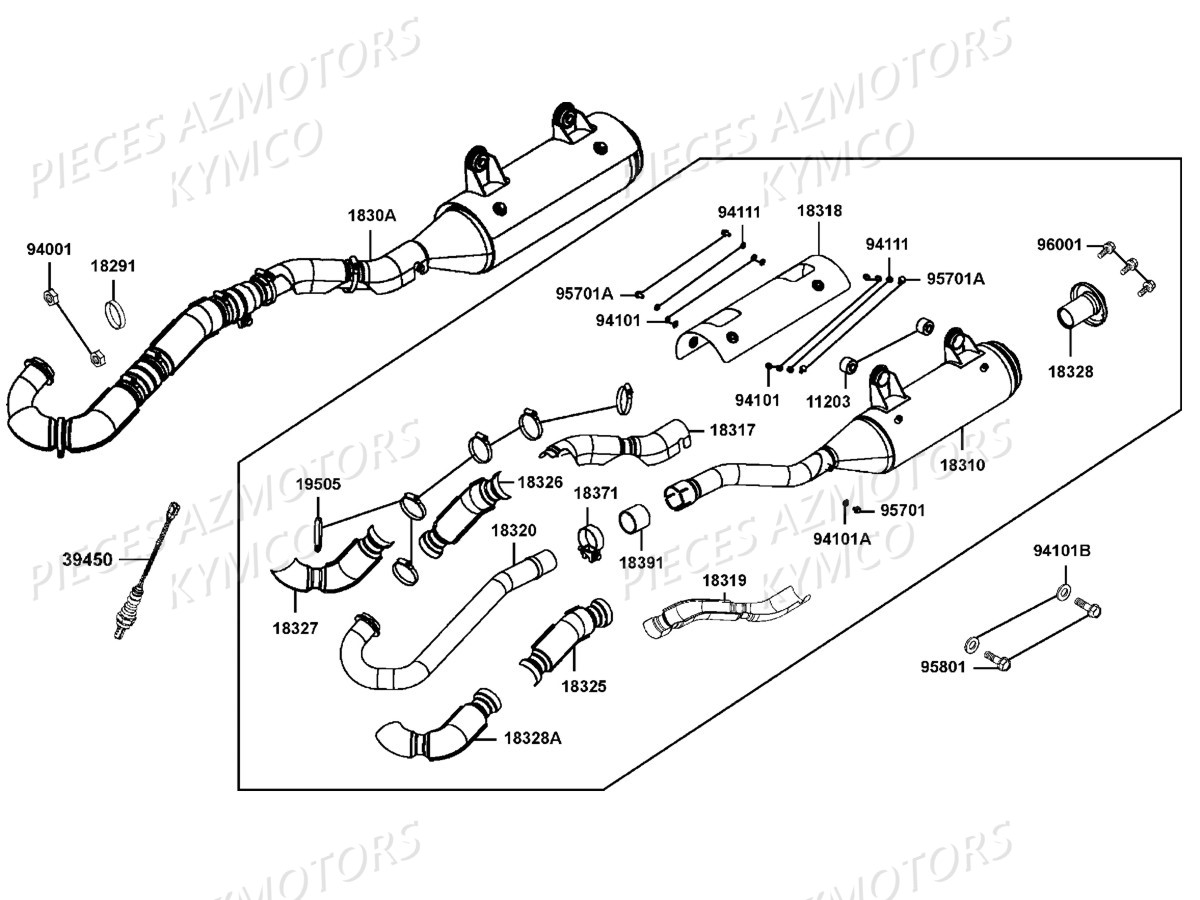 Echappement KYMCO Pièces MXU 700I EX EPS IRS 4T T3B (LAADRD)