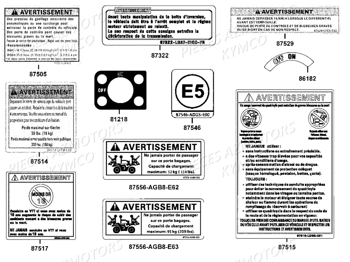 Label De Securite KYMCO Pièces MXU 700I EX EPS IRS 4T T3B (LAADRD)