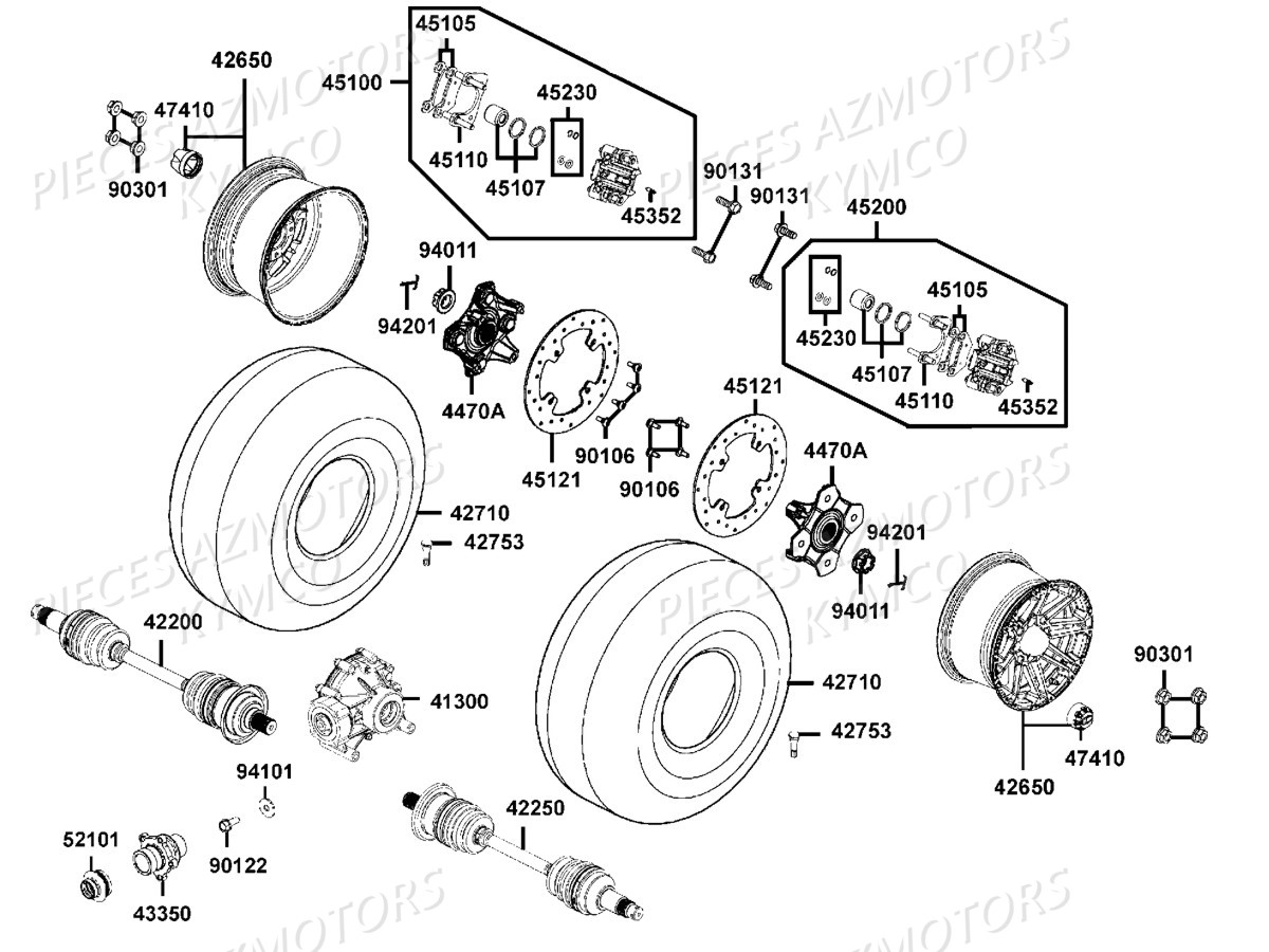 ROUES ARRIERE pour MXU 700i EPS T3B