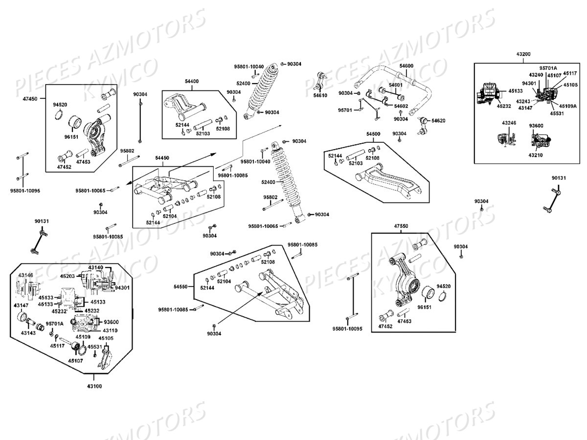 SUSPENSION_ARRIERE-ETRIERS_DE_FREINS KYMCO Toutes les pieces origine pour votre tout nouveau MXU 700 EPS T3b le haut de gamme KYMCO en Homologation T. Plus équipé, plus ergonomique pour profiter à 100% des randonnées les plus audacieuses, même en duo. Ce quad au gabarit impressionnant offre une excellente motricité et un nouveau design. Il ne reste qu`à choisir entre deux coloris exclusifs votre concessionnaire azmotors vous livre chez vous toutes les pieces et accessoires pour votre MXU 700 EPS T3B