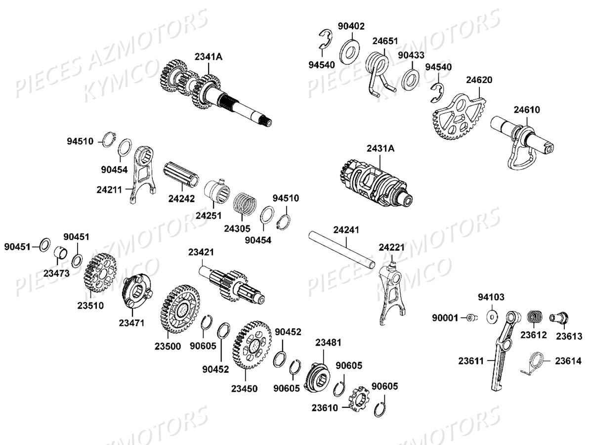 Transmission Primaire KYMCO Pièces MXU 700I EX EPS IRS 4T T3B (LAADRD)