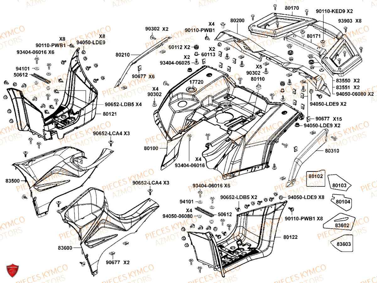 Carenages Arriere KYMCO Pièces MXU 700I IRS 4T T3B (LAADQD/LAADQE)