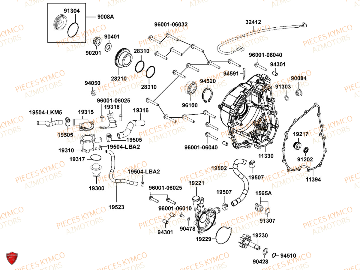 Carter Droit KYMCO Pièces MXU 700I IRS 4T T3B (LAADQD/LAADQE)