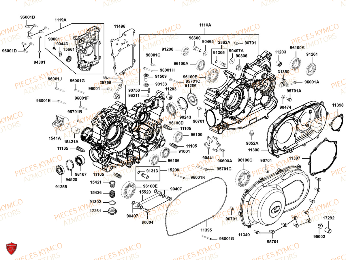 Carter Moteur KYMCO Pièces MXU 700I IRS 4T T3B (LAADQD/LAADQE)