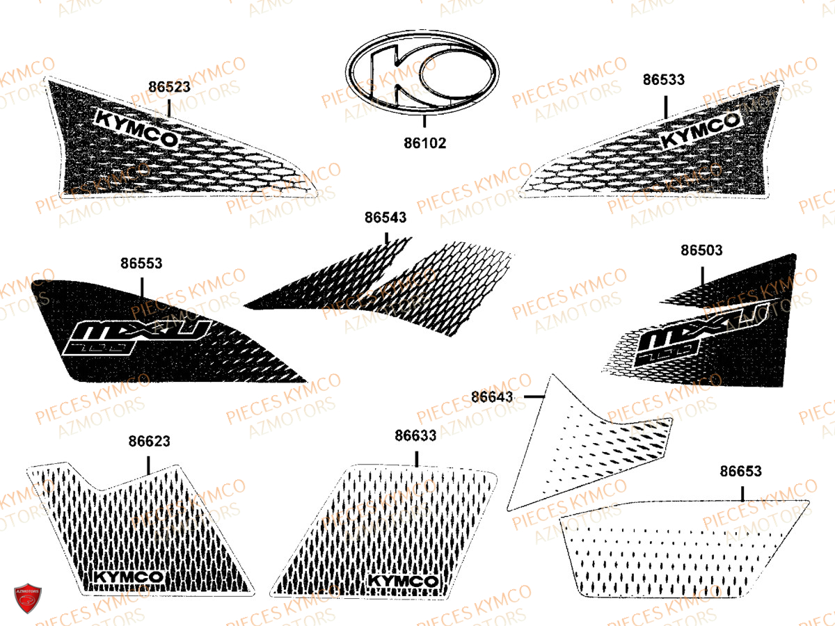 Decors KYMCO Pièces MXU 700I IRS 4T T3B (LAADQD/LAADQE)