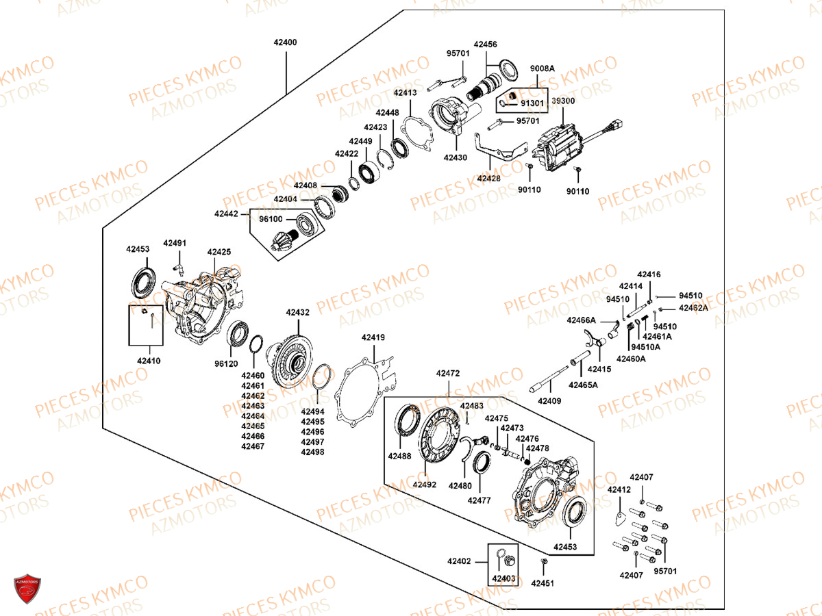Differentiel Avant KYMCO Pièces MXU 700I IRS 4T T3B (LAADQD/LAADQE)