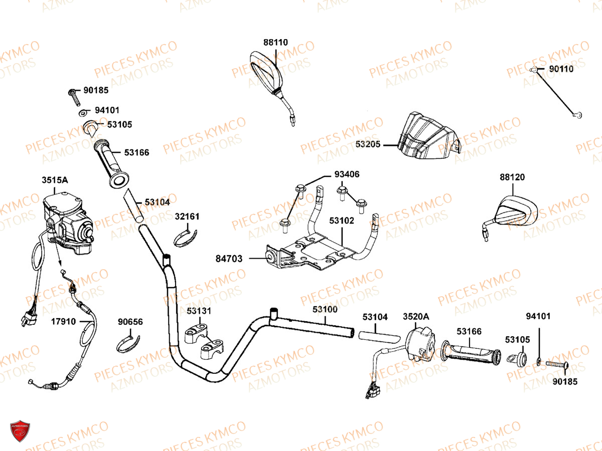 GUIDON KYMCO Toutes les pieces origine pour votre tout nouveau MXU 700 T3B le nouveau de la gamme KYMCO en Homologation T sans EPS. Plus ergonomique pour profiter à 100% des randonnées les plus audacieuses, même en duo. Ce quad au gabarit impressionnant offre une excellente motricité et un nouveau design. Il ne reste qu`à choisir entre deux coloris exclusifs votre concessionnaire azmotors vous livre chez vous toutes les pieces et accessoires pour votre MXU 700 EPS T3B