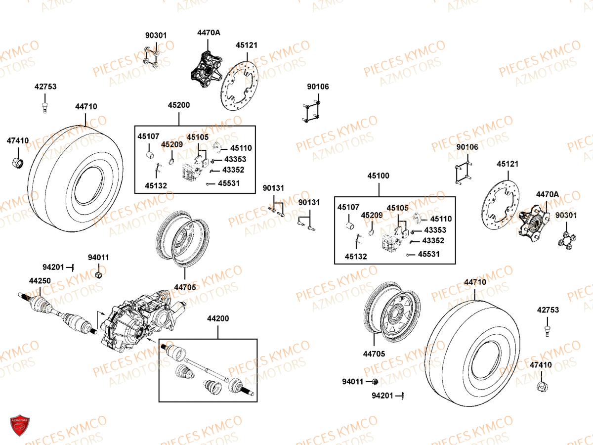 PNEU AVANT MAXXIS M915 25/8-12 (43J) KYMCO pour ROUES AVANT de MXU 700i T3B