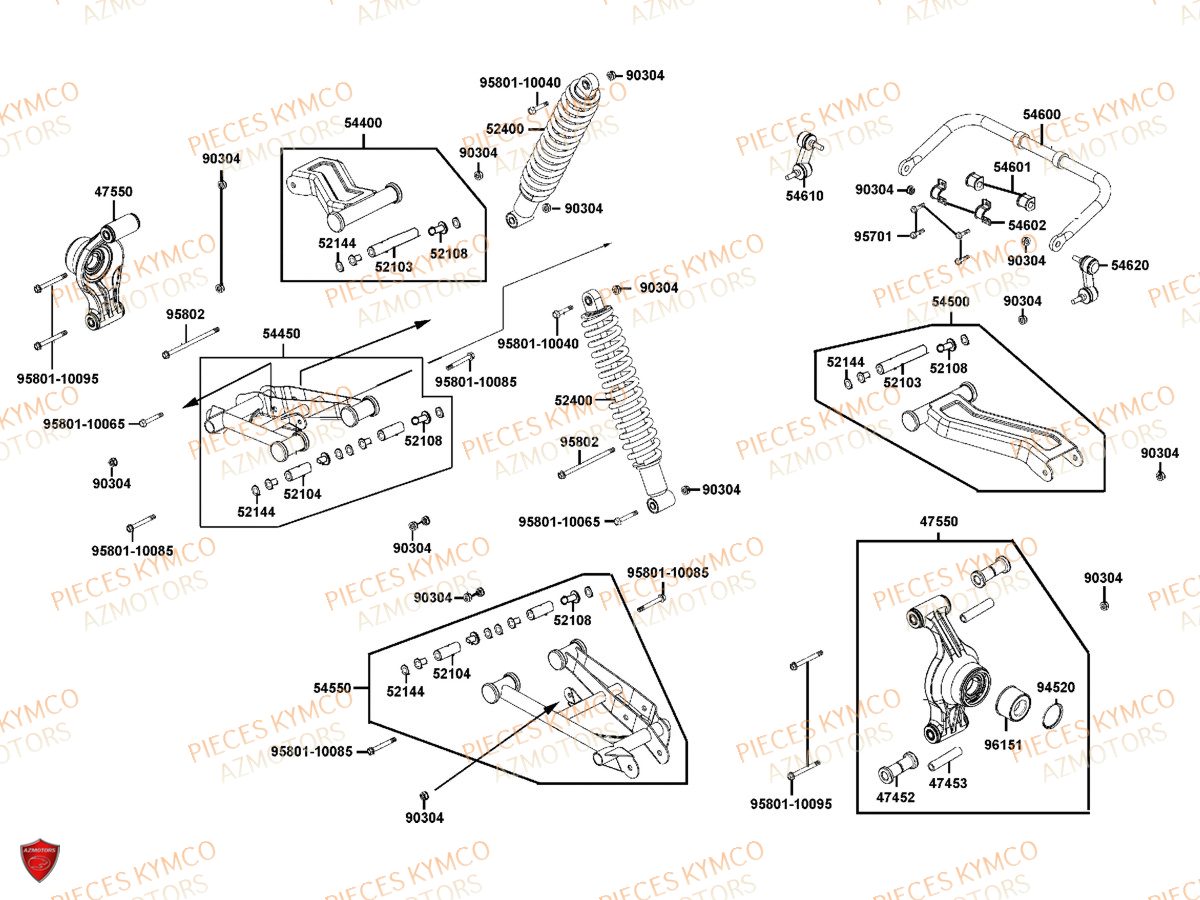 Suspension Arriere KYMCO Pièces MXU 700I IRS 4T T3B (LAADQD/LAADQE)
