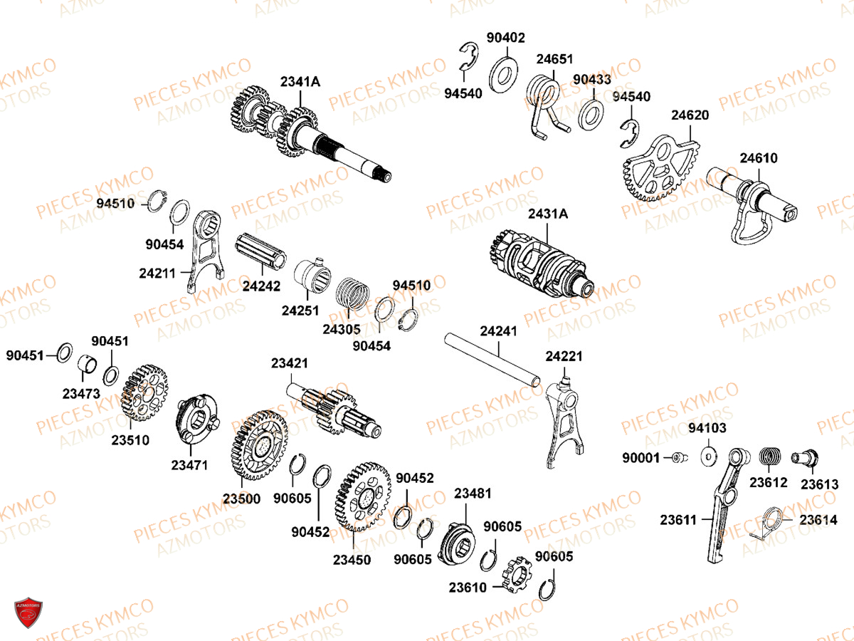 Transmission KYMCO Pièces MXU 700I IRS 4T T3B (LAADQD/LAADQE)