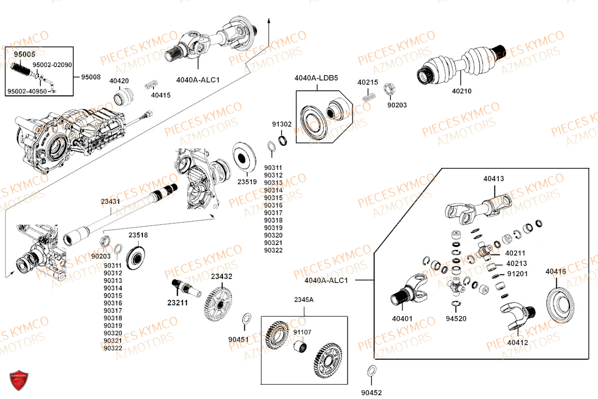 ARBRE_DE_REDUCTION KYMCO Toutes les pieces origine pour votre tout nouveau MXU 700 T3B le nouveau de la gamme KYMCO en Homologation T sans EPS. Plus ergonomique pour profiter à 100% des randonnées les plus audacieuses, même en duo. Ce quad au gabarit impressionnant offre une excellente motricité et un nouveau design. Il ne reste qu`à choisir entre deux coloris exclusifs votre concessionnaire azmotors vous livre chez vous toutes les pieces et accessoires pour votre MXU 700I IRS EPS T3B