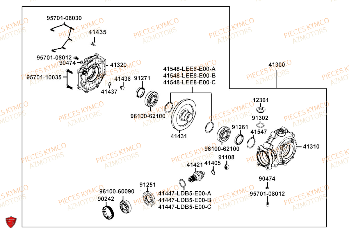 Differentiel Arriere KYMCO Pièces MXU 700I IRS 4T T3B (LAADQF)