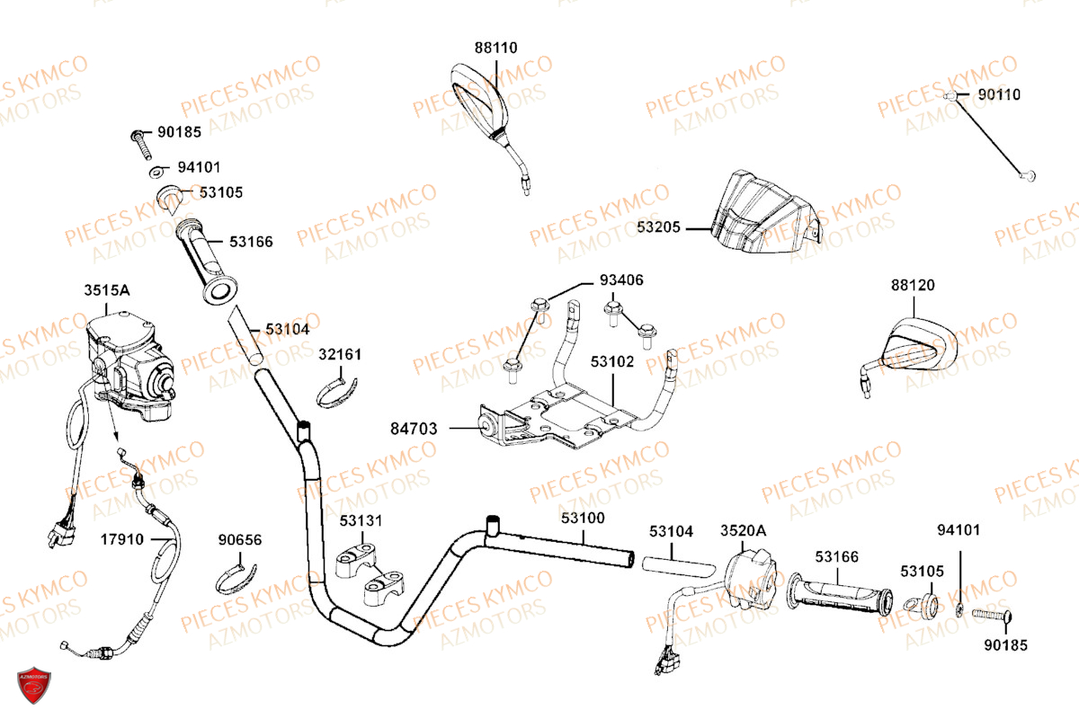 GUIDON KYMCO Toutes les pieces origine pour votre tout nouveau MXU 700 T3B le nouveau de la gamme KYMCO en Homologation T sans EPS. Plus ergonomique pour profiter à 100% des randonnées les plus audacieuses, même en duo. Ce quad au gabarit impressionnant offre une excellente motricité et un nouveau design. Il ne reste qu`à choisir entre deux coloris exclusifs votre concessionnaire azmotors vous livre chez vous toutes les pieces et accessoires pour votre MXU 700I IRS EPS T3B