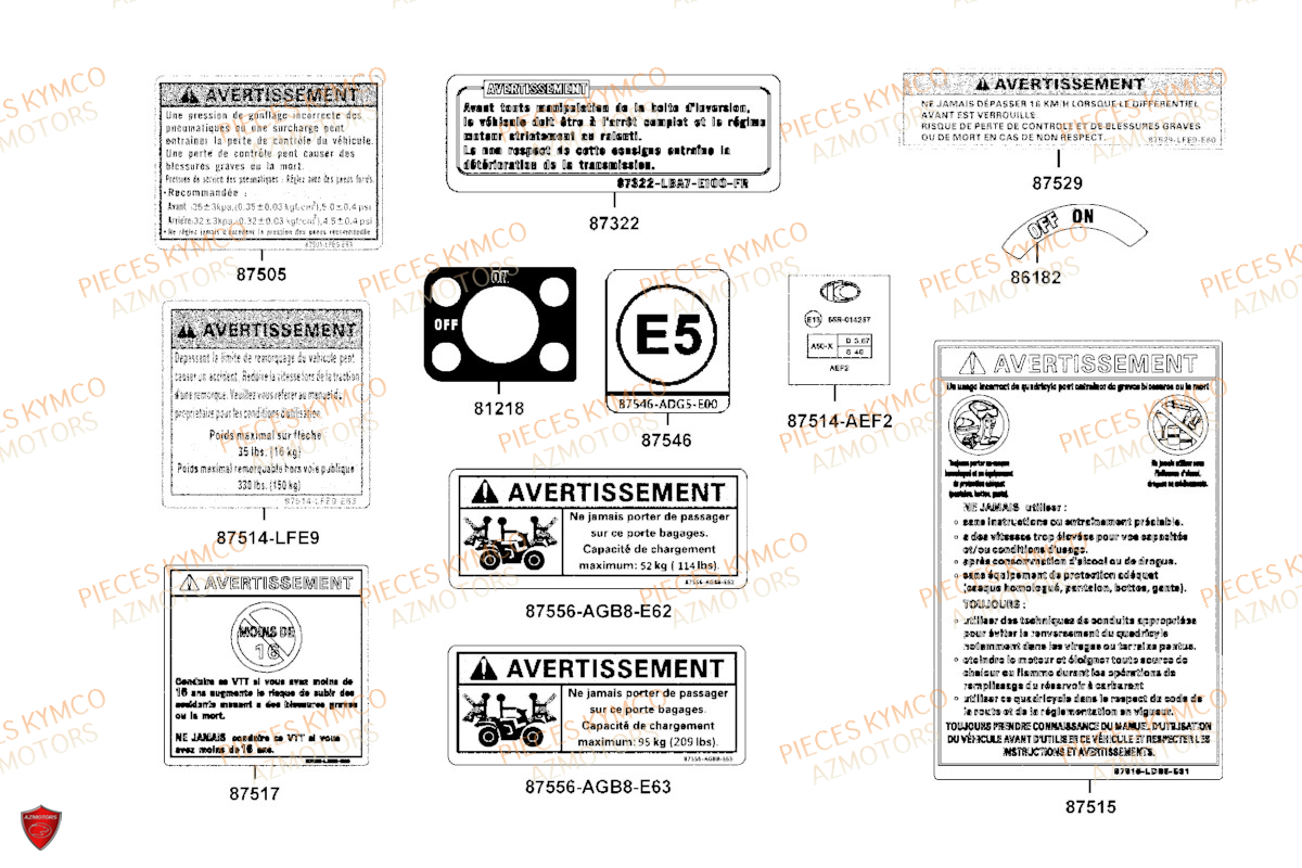 Labels KYMCO Pièces MXU 700I IRS 4T T3B (LAADQF)
