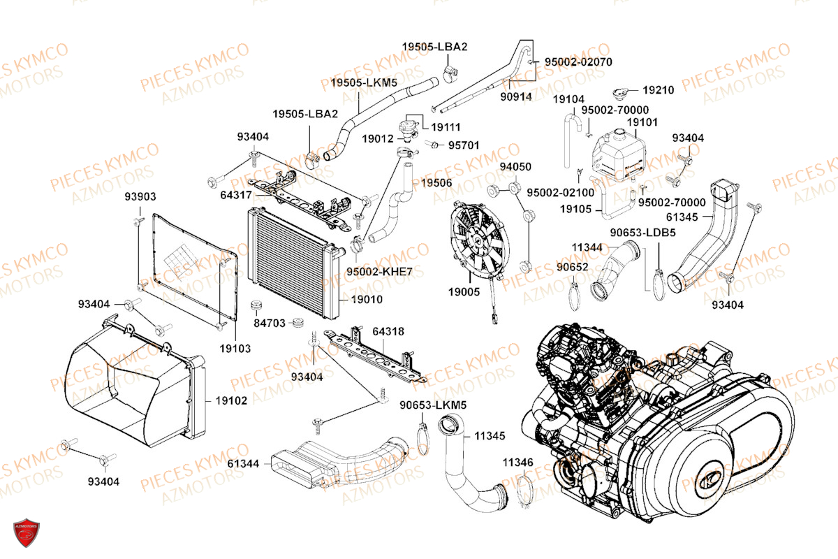 Refroidissement KYMCO Pièces MXU 700I IRS 4T T3B (LAADQF)