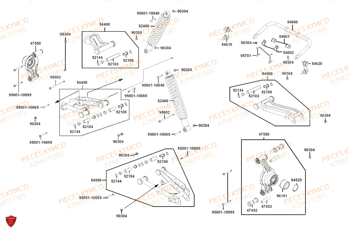 SUSPENSION ARRIERE pour MXU 700i T3B LAADQF