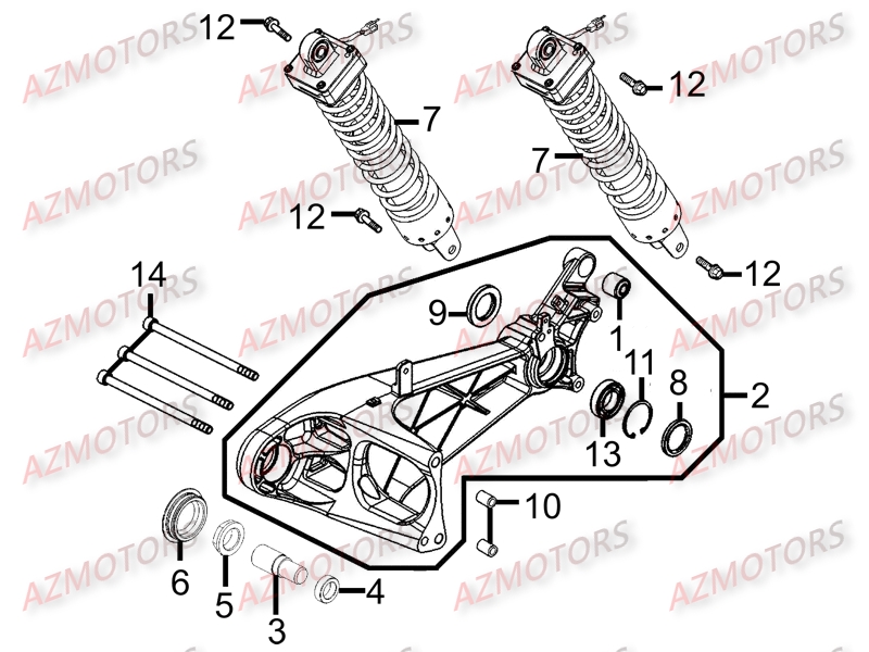 Amortisseurs Arrieres KYMCO Pièces Scooter Kymco MY ROAD 700I 4T EURO III
