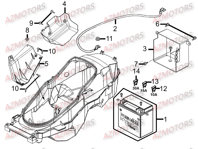 BATTERIE YTX14-BS YUASA (ORIGINE) KYMCO pour BATTERIE de MYROAD 700 ABS