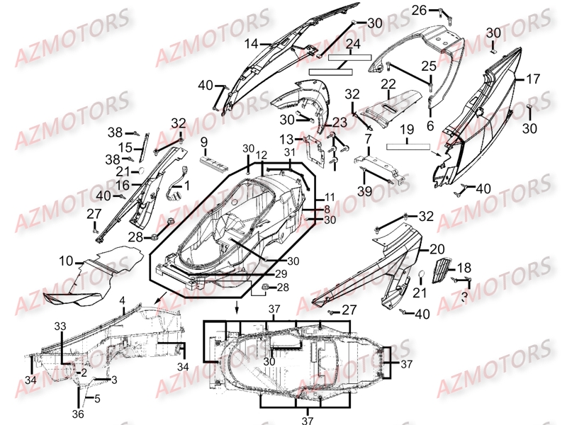 CARENAGES AVANT KYMCO MYROAD 700 ABS