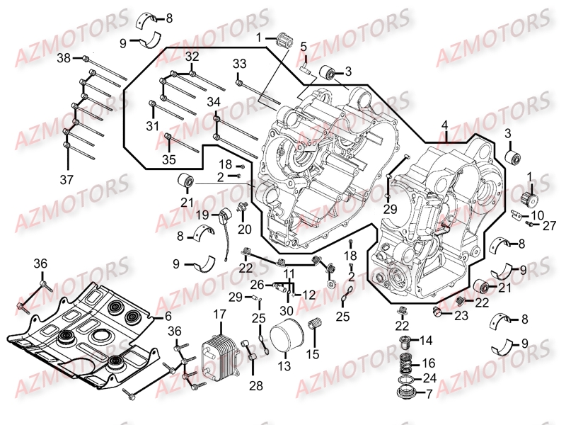 Carter Moteur KYMCO Pièces Scooter Kymco MY ROAD 700I 4T EURO III
