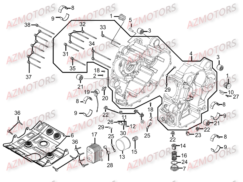 CARTER_MOTEUR KYMCO Pièces Scooter Kymco MY ROAD 700I 4T EURO III