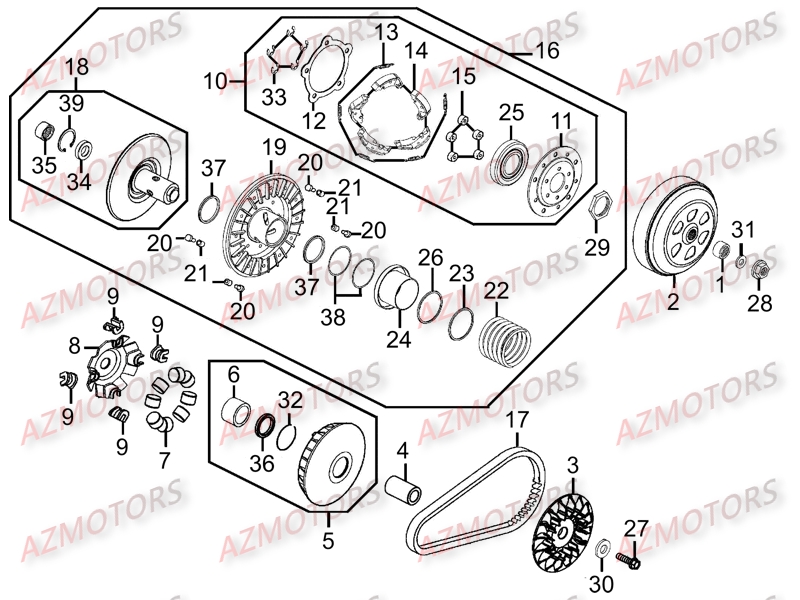 Embrayage Variateur KYMCO Pièces Scooter Kymco MY ROAD 700I 4T EURO III
