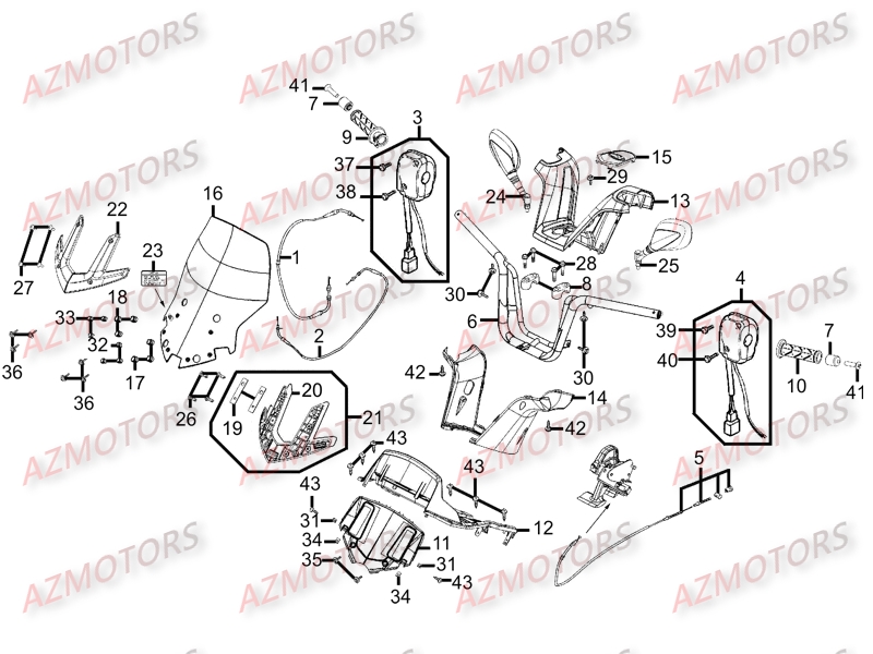 GUIDON COMMANDES RETROVISEURS KYMCO MYROAD 700 ABS