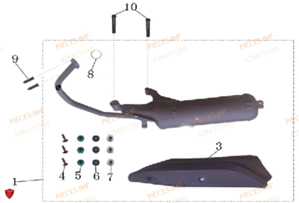 Echappement AZMOTORS PIECES NEWPACH 4T 12P EURO 4