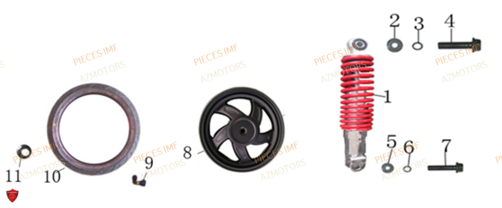 Roue Arriere AZMOTORS PIECES NEWPACH 4T 12P EURO 4