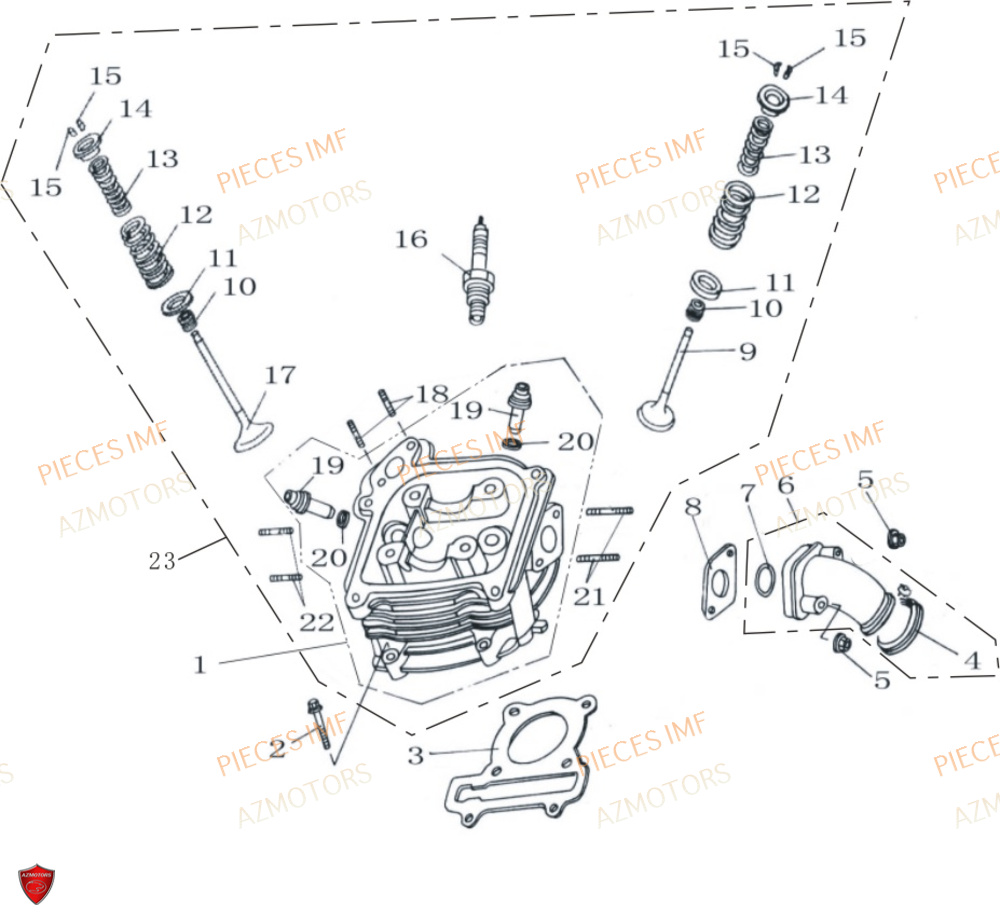 Culasse 1 AZMOTORS PIECES NEWPACH 4T 12P EURO 5