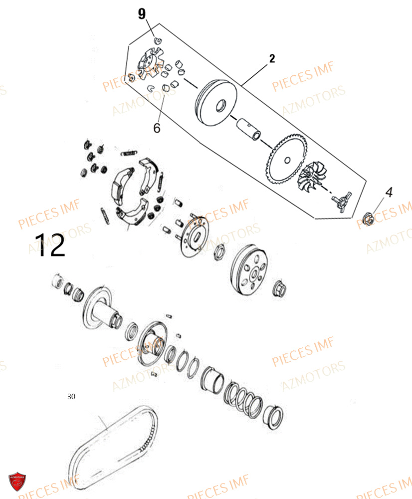 Embrayage AZMOTORS PIECES NEWPACH 4T 12P EURO 5
