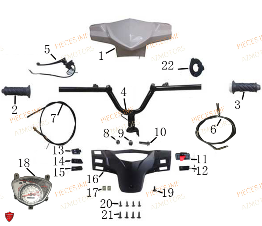 Guidon AZMOTORS PIECES NEWPACH 4T 12P EURO 5