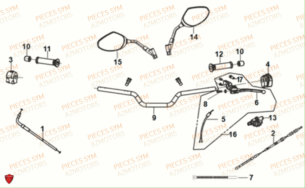 Guidon Retroviseur SYM Pièces NH-X 125I - ME12B1-EU (2019)
