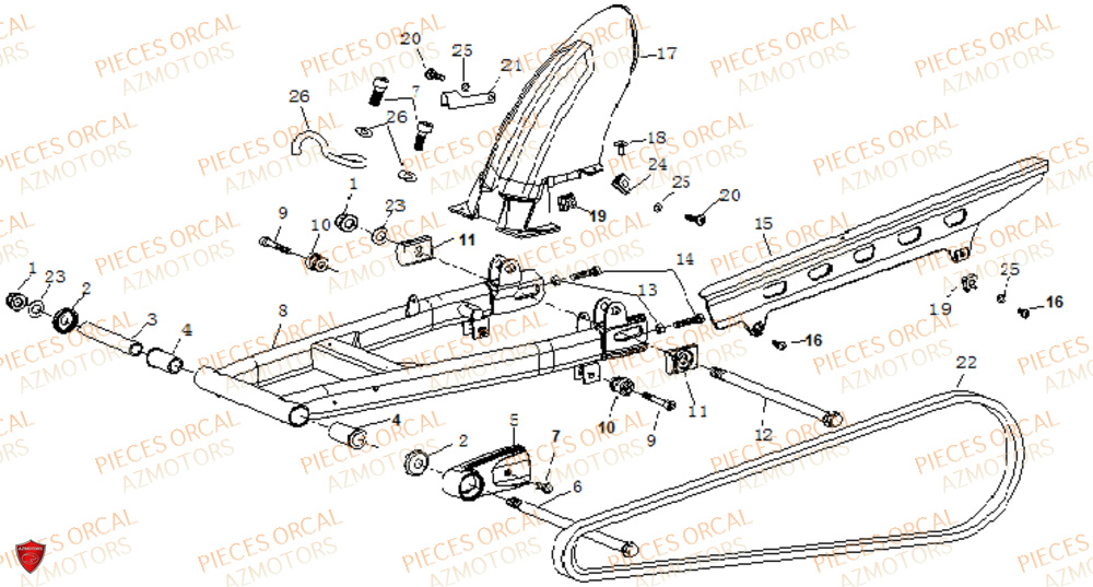 Bras Oscillant Garde Boue Arriere ORCAL Pièces Orcal NK01 125cc 