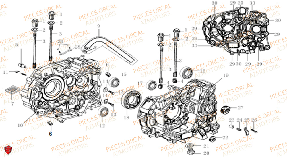 Carters Moteur Droit Et Gauche ORCAL Pièces Orcal NK01 125cc 
