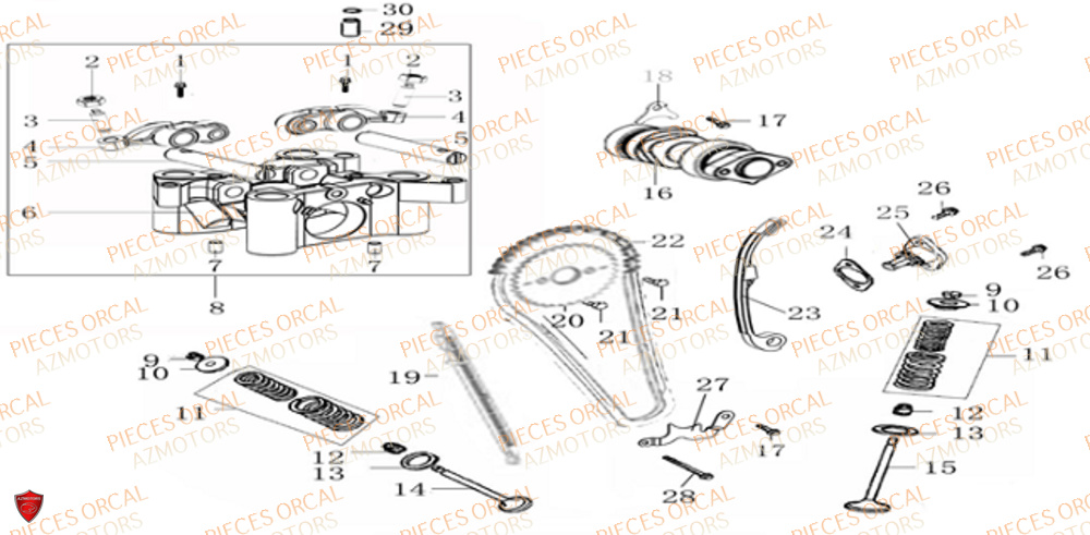 Distribution Soupapes ORCAL Pièces Orcal NK01 125cc 