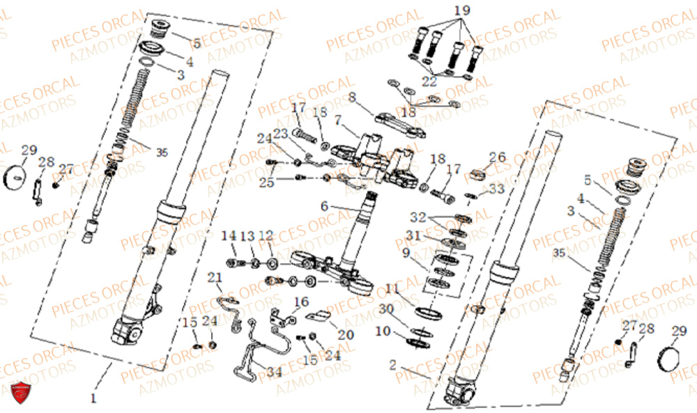 Fourche Te De Fourche ORCAL Pièces Orcal NK01 125cc 