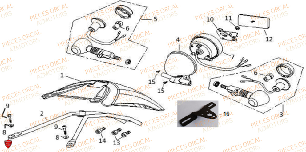 Garde Boue Arriere Phare Clignotants Ar ORCAL Pièces Orcal NK01 125cc 