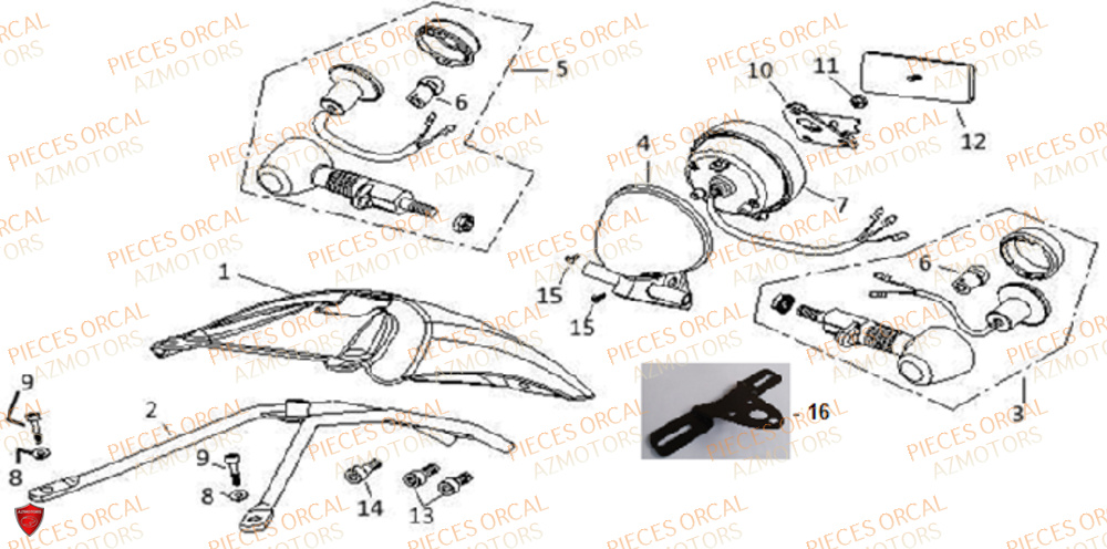 GARDE BOUE ARRIERE PHARE CLIGNOTANTS AR ORCAL NK01 125 ORCAL EURO 4