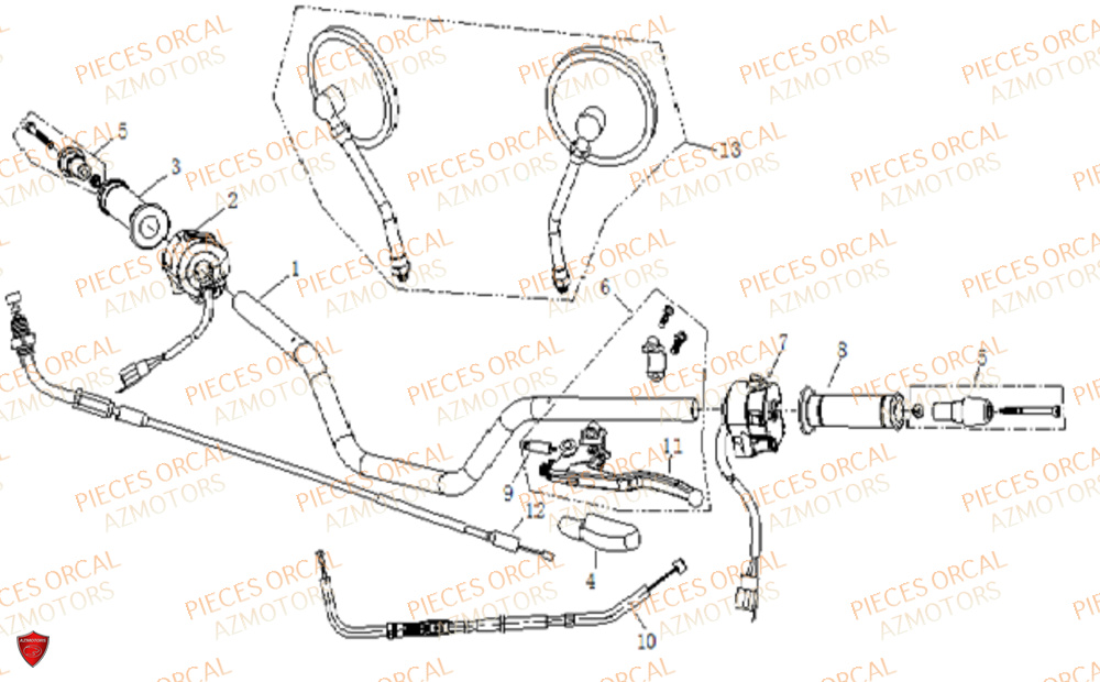 Guidon Retroviseurs ORCAL Pièces Orcal NK01 125cc 