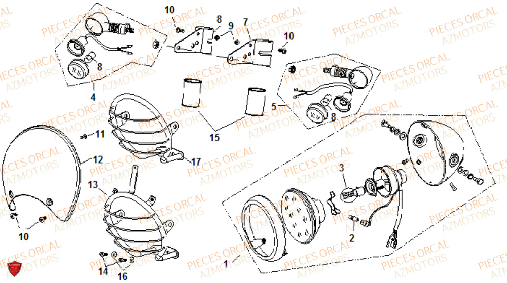 Phare Avant Clignotants ORCAL Pièces Orcal NK01 125cc 