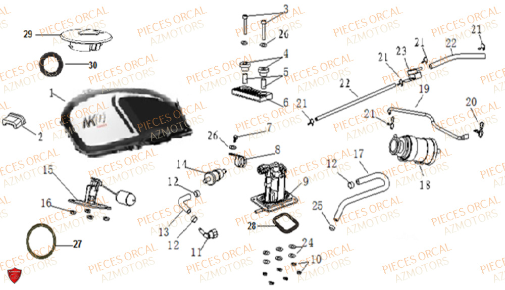 Reservoir A Carburant ORCAL Pièces Orcal NK01 125cc 