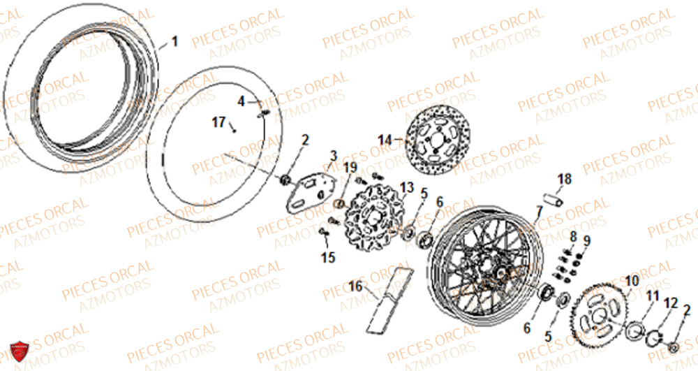 Roue Arriere ORCAL Pièces Orcal NK01 125cc 
