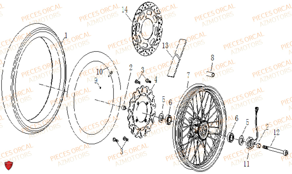 Roue Avant ORCAL Pièces Orcal NK01 125cc 