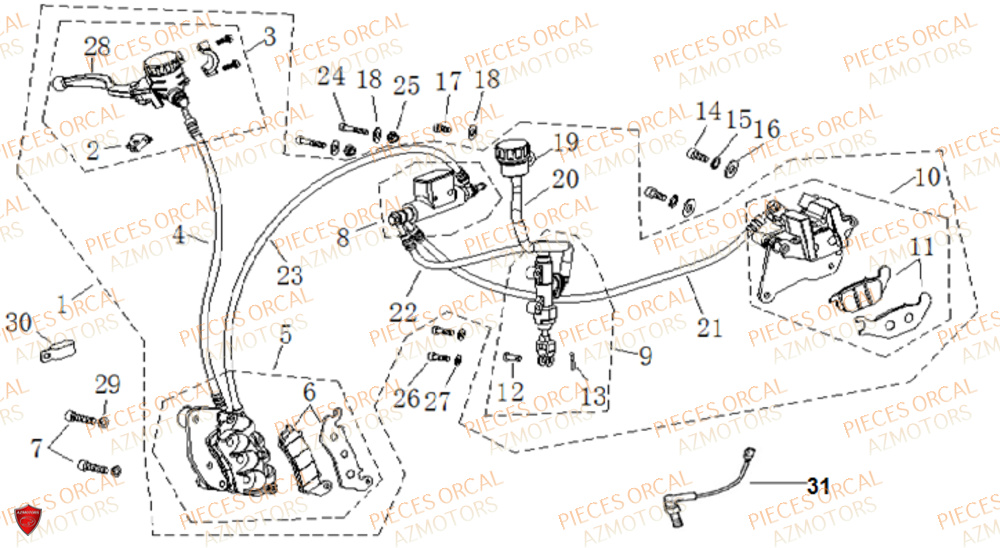 SYSTEME_DE_FREINS ORCAL Pièces Orcal NK1 125cc